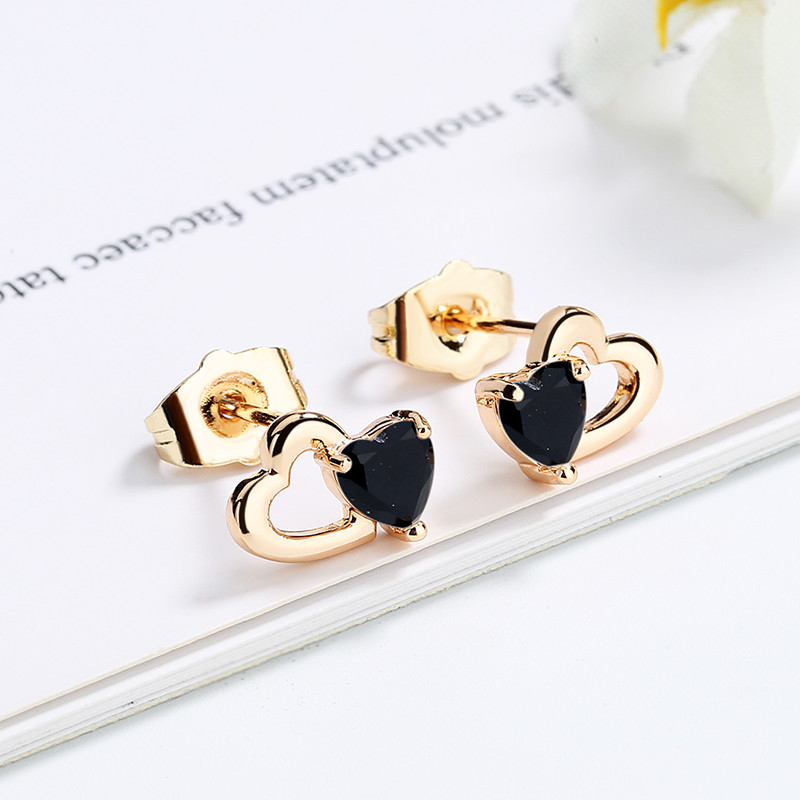 CZ heart shape Zircon Huggie Earrings