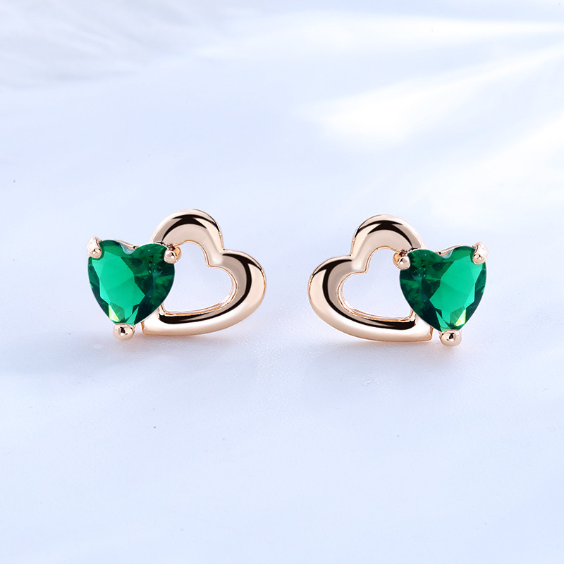 CZ heart shape Zircon Huggie Earrings