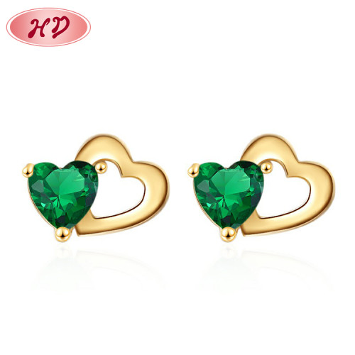 Custom Logo | Bohemian Cubic Zirconia Jewelry | Heart Shaped Luxury Earrings Women | 18K Gold Plated For Black