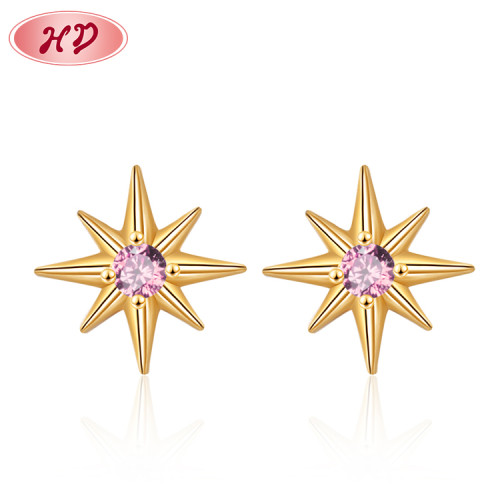 Moda 18K Chapado en Oro Joyería | Aaa Cubic Zirconia Rhinestones | Irregular Star Stud Earrings Joyería Mujeres de lujo