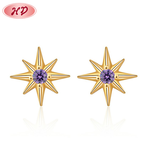 Fashion 18K Gold Plated Jewelry | Aaa Cubic Zirconia Rhinestones |  Irregular Star Stud Earrings Jewelry Women Luxury