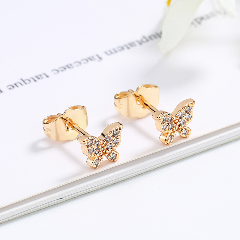 CZ Monarch Butterfly Stud Earrings 