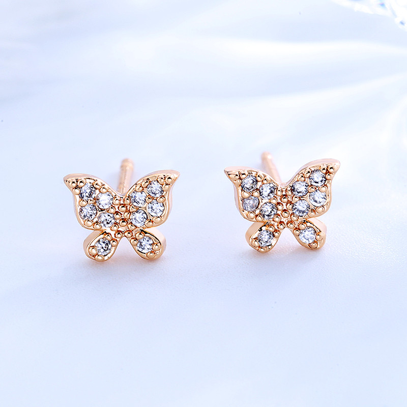 CZ Monarch Butterfly Stud Earrings 