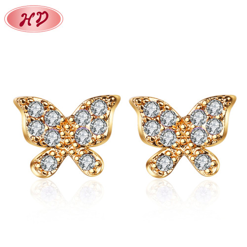 Hd New Golden Large Zirconia Jewelry | 18K Gold Plated | Monarch Butterfly Stud Earrings Tassel For Women