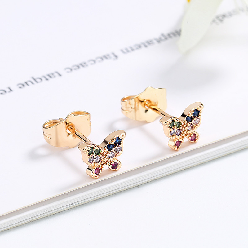 CZ Monarch Butterfly Stud Earrings 