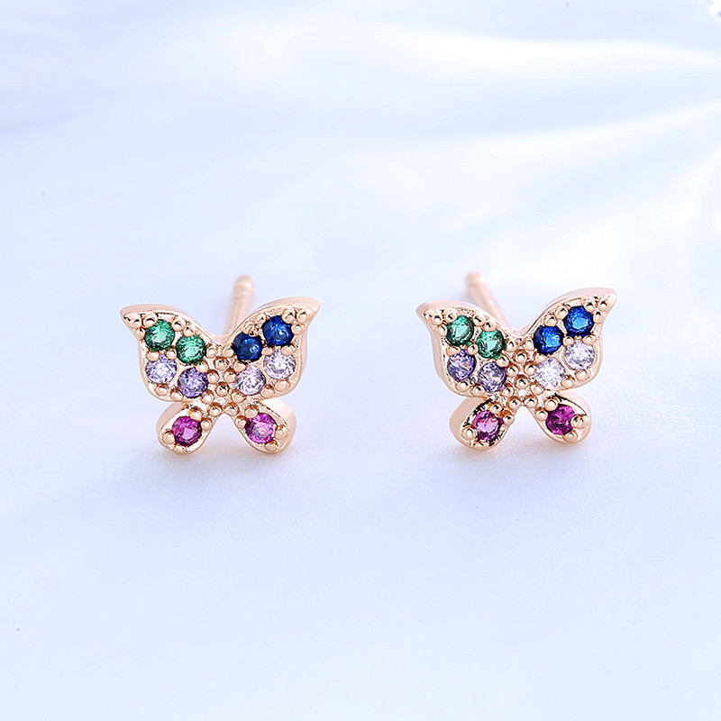 CZ Monarch Butterfly Stud Earrings 