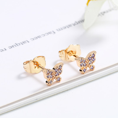 Hd New Golden Large Zirconia Jewelry | 18K Gold Plated | Monarch Butterfly Stud Earrings Tassel For Women