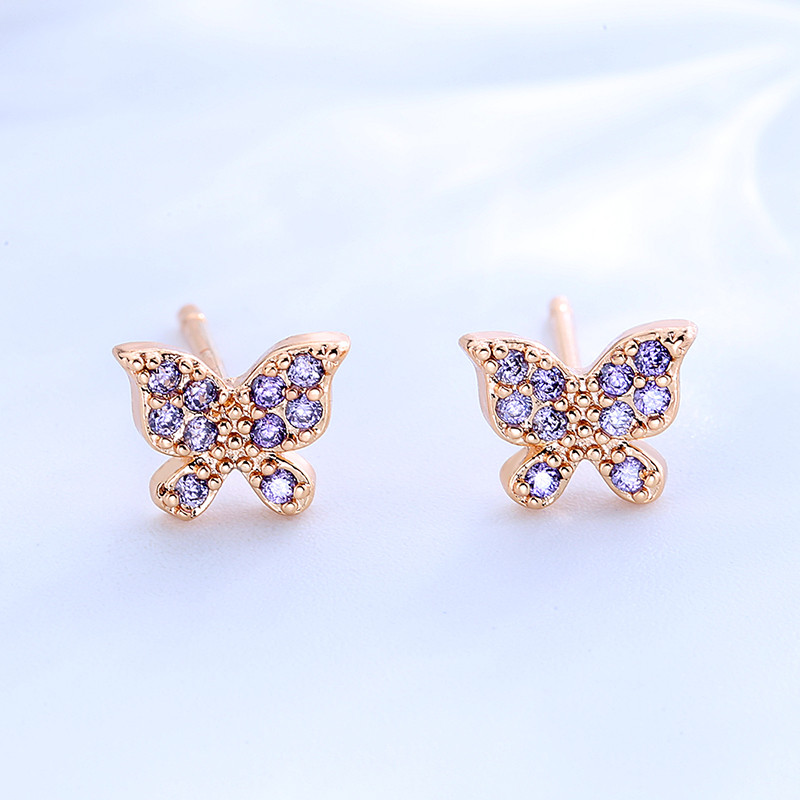 CZ Monarch Butterfly Stud Earrings 