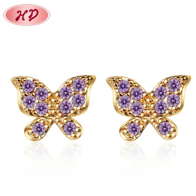 Hd New Golden Large Zirconia Jewelry | 18K Gold Plated | Monarch Butterfly Stud Earrings Tassel For Women