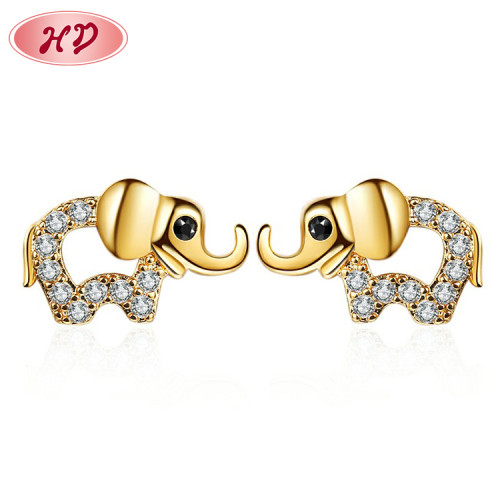High Quality | Cute Elephant Cubic Zirconia Earrings | 18K Gold Plated Stud Earrings | For Women Jewelry