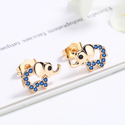 High Quality | Cute Elephant Cubic Zirconia Earrings | 18K Gold Plated Stud Earrings | For Women Jewelry
