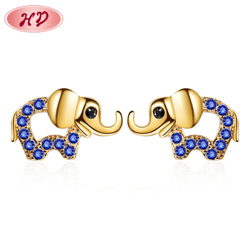 High Quality | Cute Elephant Cubic Zirconia Earrings | 18K Gold Plated Stud Earrings | For Women Jewelry