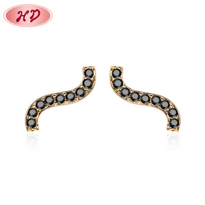 Wholesale AAA Cubic Zirconia Jewelry | 18K Solid Gold Plated | Women Irregular Long Strip Stud Earrings | For Gift
