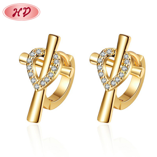 Fashion Heart Shaped Cross | 18K Gold Filled Huggies Earrings | Micro Pave Earring | Oro Laminado For Women