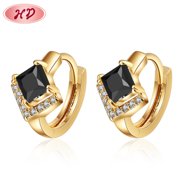 2023 Fine | Geometría Irregular Zircon Latón | Chapado en Oro18K | Huggies Pendientes Para Mujeres