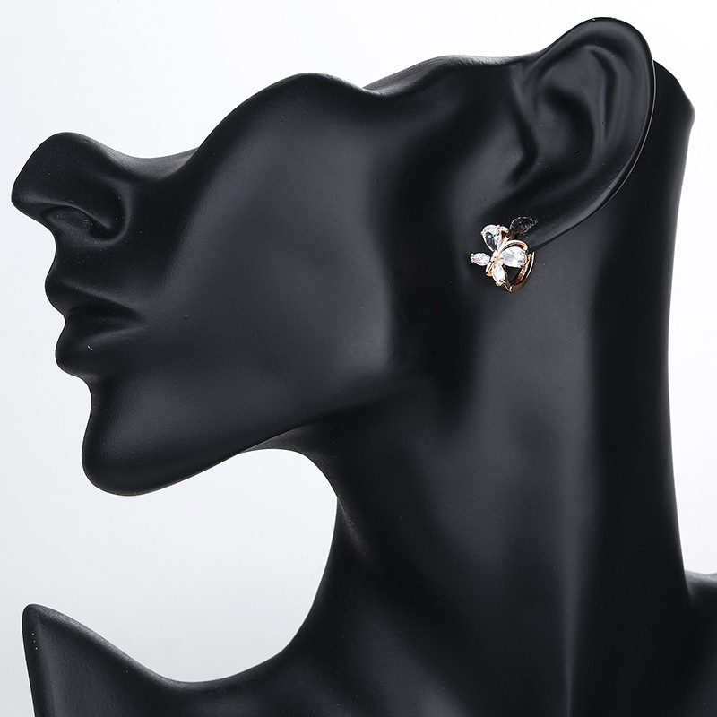 CZ Monarch Butterfly Stud Earrings 