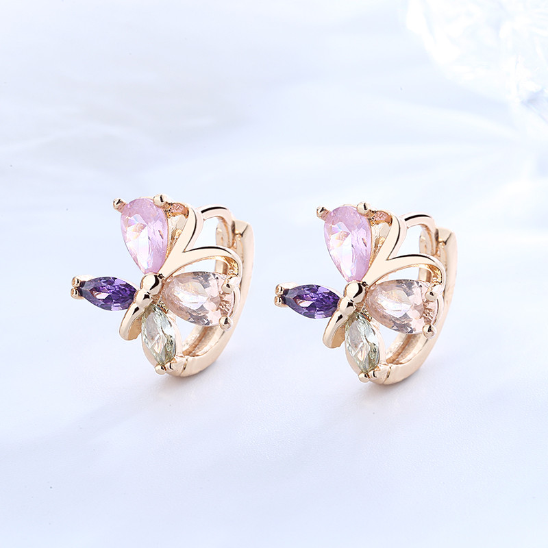 CZ Monarch Butterfly Stud Earrings 