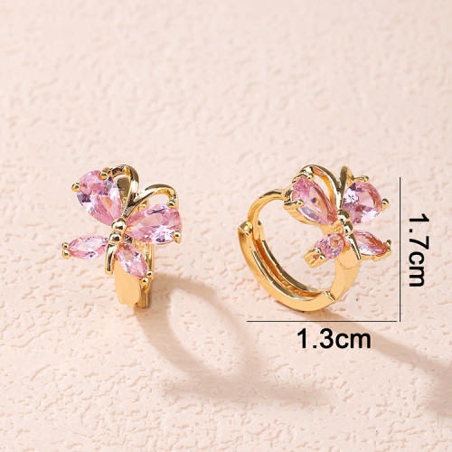 Luxury Cute Colorful | Zircon Butterfly Earrings | 18K Gold Fashion Huggies Earring | Loop For Women