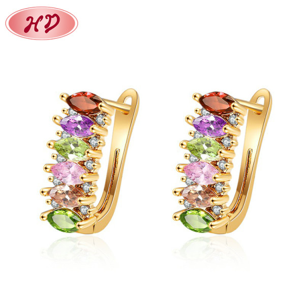 Hypoallergenic Huggies Earring | Wholesale Jhumka | Classic Colored Zircon Jewelry For Women
