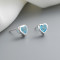 Women Blue Heart-Shaped | Aaa Cubic Zirconia 925 Sterling Silver Earrings | Needle Glitter Sterling Stud Earrings