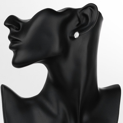 Religion Zircon Sliver Plated S925 Sterling Silver Carved Stud Earring Finding Stud Earrings