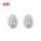 Religion Zircon Sliver Plated S925 Sterling Silver Carved Stud Earring Finding Stud Earrings
