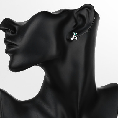 Wholesale Fine Teenagers | Cute Cat Green AAA Cubic Zirconia | Sterling Silver Piercing Stud Earring