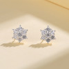 Precio bajo de mayoristas de joyas | Sólido simple copo de nieve AAA Cubic Zirconia | Pendientes de botón de plata S925