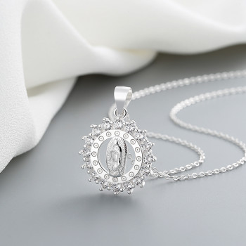 Elegant Latest Model Fashion | Round Religion Aaa Cubic Zirconia | Sterling Silver 925 Chain Necklace