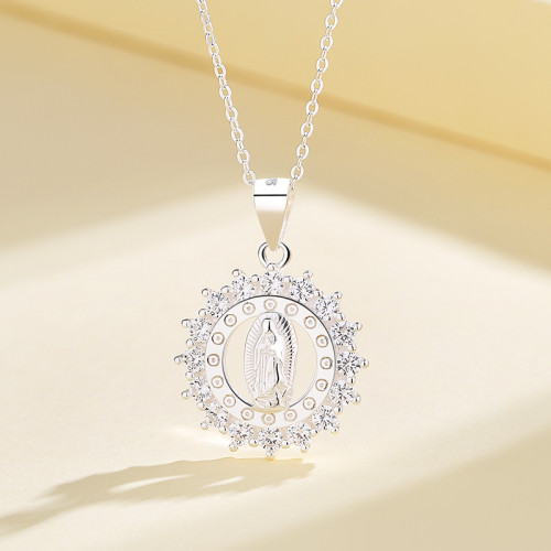 Elegant Latest Model Fashion | Round Religion Aaa Cubic Zirconia | Sterling Silver 925 Chain Necklace