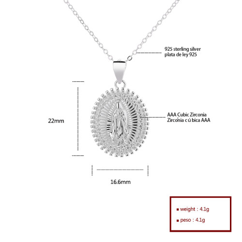venta al por mayor Aaa Cubic Zirconia Micro Inlay | Collar de plata de ley con escultura religiosa S925