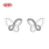 Fine Simplicity | 925 Cubic Zirconia | Women Butterfly Sterling Silver Stud Earrings