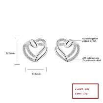 Fashion Women S925 Sterling Silver | Double Layer Minimalism Heart-Shaped Stud Earings