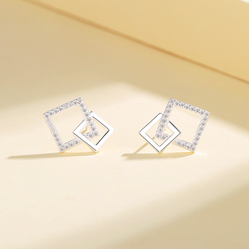 Luxury Geometric Irregularities Precious | Small Aaa Cubic Zirconia Micro Inlay | Stud Earrings Silver 925 2023