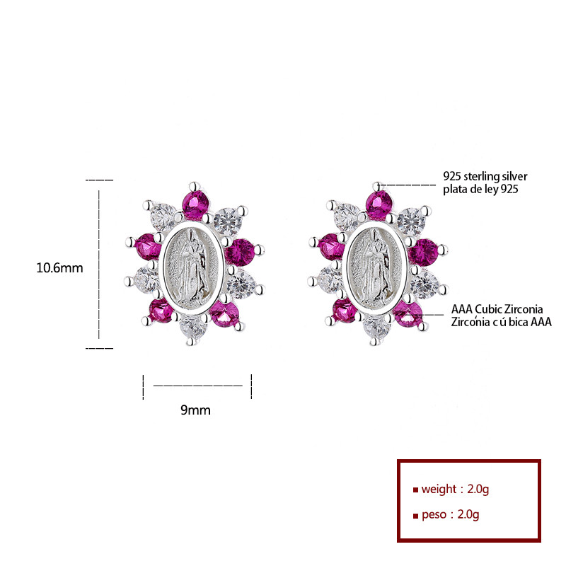 S925 Pendientes de botón de corazón de plata