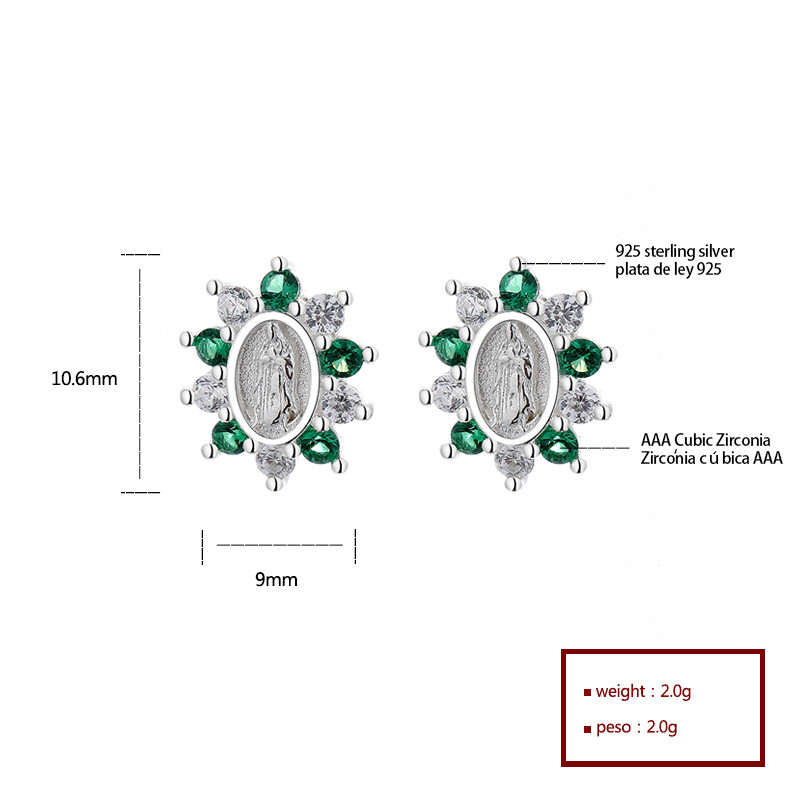 S925 Pendientes de botón de corazón de plata