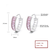 Chinese Jewelry | Pink Aaa Cz Zircon | 925 Silver Wholesale Unique Huggie Earrings For Women