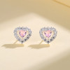 Trend 2023 Tiny Pink Aaa Cubic Zirconia | Heart Stud Earrings Jewelry S925 Sterling Silver