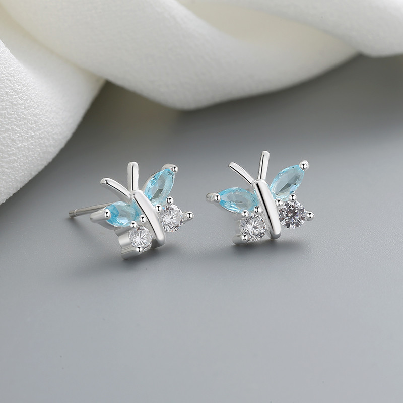 CZ Monarch Butterfly Stud Earrings 