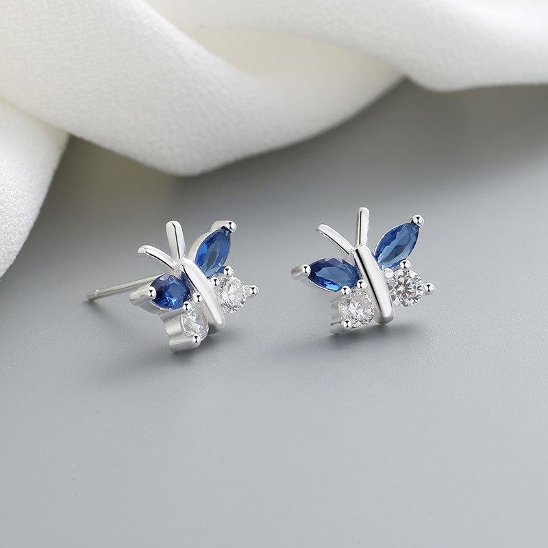 CZ Monarch Butterfly Stud Earrings 