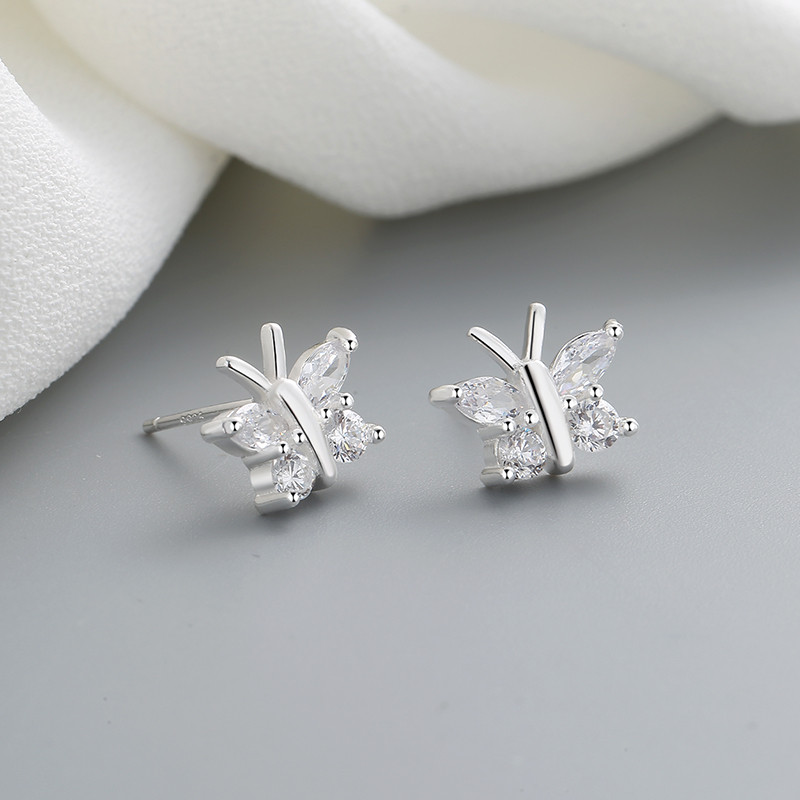 CZ Monarch Butterfly Stud Earrings 