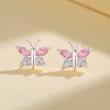 2023 Hot Sale | Teenagers S925 Sterling Silver Butterfly Earring | Colorful Cubic Zirconia Piercing Studs Earrings For Ladies