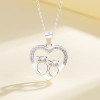 Búho en forma de corazón de cadena larga | Collar chapado en plata de ley 925 | Aaa Cubic Zirconia Zircon Joyas para mujeres