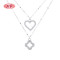 Luxury S925 Sterling Silver Jewelry | Heart Shaped Four Leaf Clover Double Necklace Pendant Silver