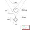 Joyería de plata esterlina S925 de lujo | Collar Doble Trébol de Cuatro Hojas en Forma de Corazón Plata