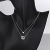 Zirconia cúbica Aaa de lujo | Colgante chapado en plata para mujer | Collar de cadena doble CC de plata esterlina S925