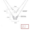 2023 Fine Cubic Zirconia | Women 925 Sterling Silver Double Layer | Butterfly Hollow Pendant Necklace