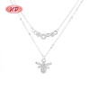 Dainty Cz Zircon | Cute Womens Cross Double Layer Bee Necklace | 925 Sterling Silver Pendant