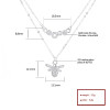 Dainty Cz Zircon | Cute Womens Cross Double Layer Bee Necklace | 925 Sterling Silver Pendant
