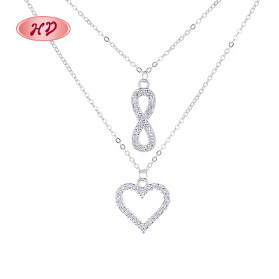Zirconia brillante Collar de cruz de corazón minúsculo Collar Doble proveedor de joyería china hd